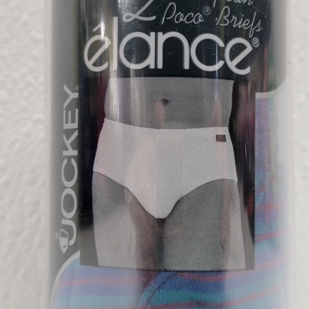 Vintage 1994 Mens Medium Jockey European Paco Briefs Elance 2 Pack Blue Stripes